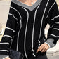 Striped V-Neck Long Sleeve Sweater