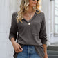 Exposed Seam V-Neck Long Sleeve T-Shirt