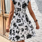 Printed Surplice Cap Sleeve Dress