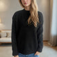 Round Neck Drop Shoulder Long Sleeve Sweater