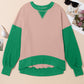 Contrast Round Neck Long Sleeve Sweatshirt