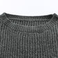 Distressed Round Neck Drop Shoulder Sweater