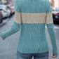 Color Block Round Neck Long Sleeve Top