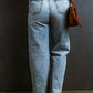 Distressed Raw Hem Straight Jeans