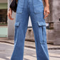 Buttoned High Waist Loose Fit Jeans