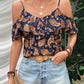 Ruffled Printed V-Neck Blouse