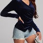 Ruched Surplice Long Sleeve Top