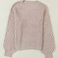 Cable-Knit Round Neck Dropped Shoulder Sweater