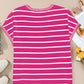 Striped Round Neck Cap Sleeve Knit Top