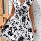 Printed Surplice Cap Sleeve Dress