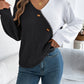 Two-Tone V-Neck Long Sleeve Sweater