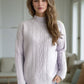 Cable-Knit Mock Neck Dropped Shoulder Sweater