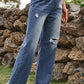 Distressed Buttoned Loose Fit Jeans