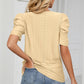 Eyelet Round Neck Puff Sleeve T-Shirt