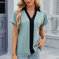 Eyelet Johnny Collar Short Sleeve T-Shirt