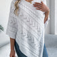 Cable-Knit Openwork Three-Quarter Sleeve Sweater