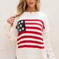 US Flag Round Neck Long Sleeve Knit Top