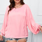 Plus Size Lantern Sleeve Dropped Shoulder Blouse