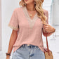 Eyelet V-Neck Short Sleeve T-Shirt
