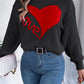 LOVE Heart Round Neck Dropped Shoulder Sweater