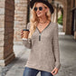 Half-Zip V-Neck Long Sleeve Top