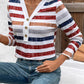 Contrast Striped V-Neck Long Sleeve T-Shirt