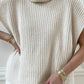 Slit Turtleneck Cap Sleeve Sweater