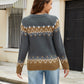 Contrast Round Neck Long Sleeve Sweater