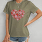Heart Round Neck Short Sleeve T-Shirt
