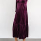 V-Neck Long Sleeve Midi Velvet Dress