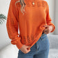 Openwork Round Neck Long Sleeve Sweater