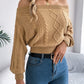 Cable Knit Off-Shoulder Long Sleeve Sweater