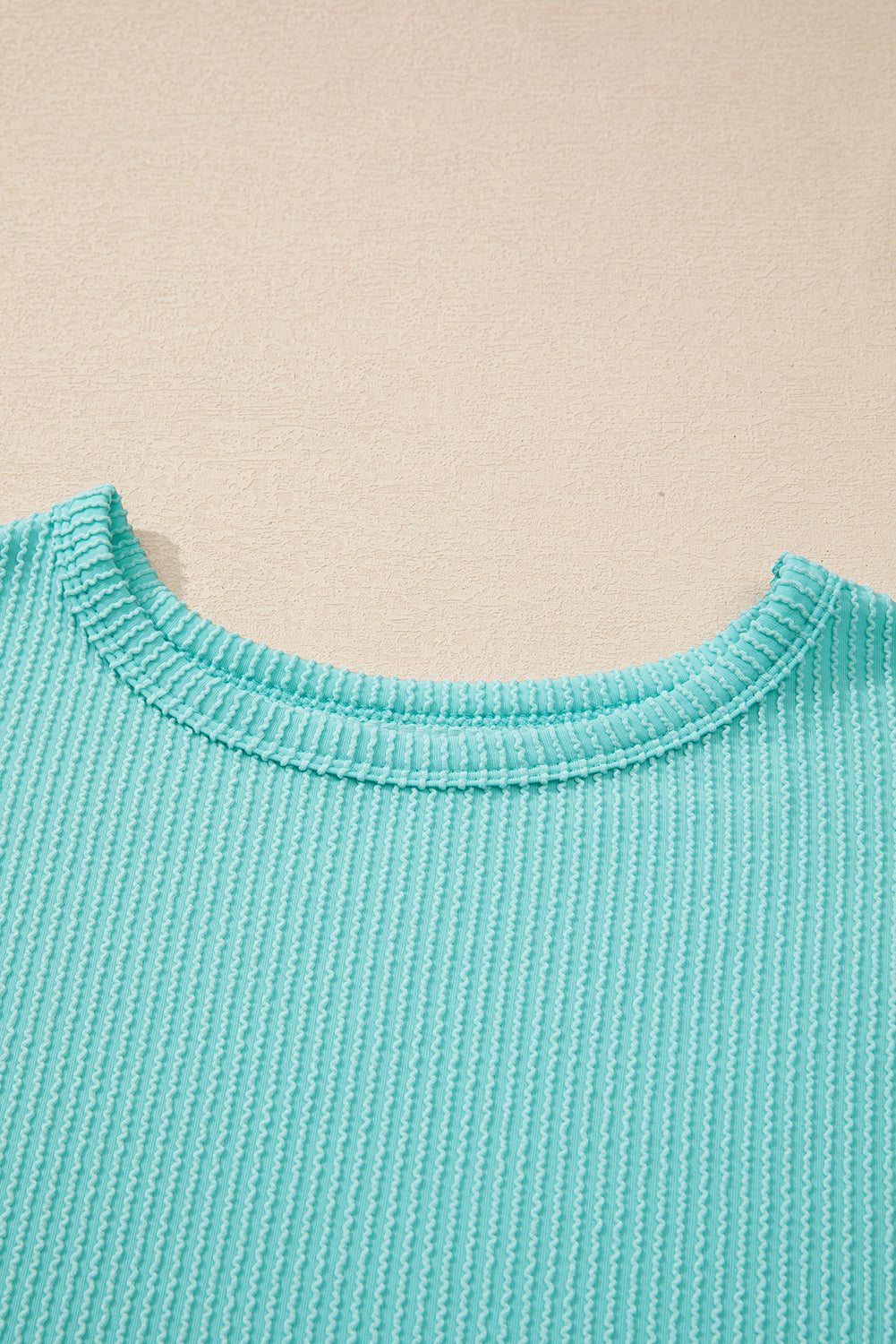 Corded Knit Round Neck Long Sleeve Top