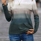 Decorative Button Contrast Round Neck Long Sleeve T-Shirt