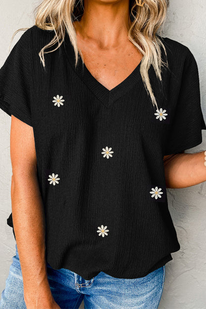 Daisy V-Neck Short Sleeve T-Shirt