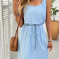 Eyelet Drawstring Round Neck Sleeveless Dress