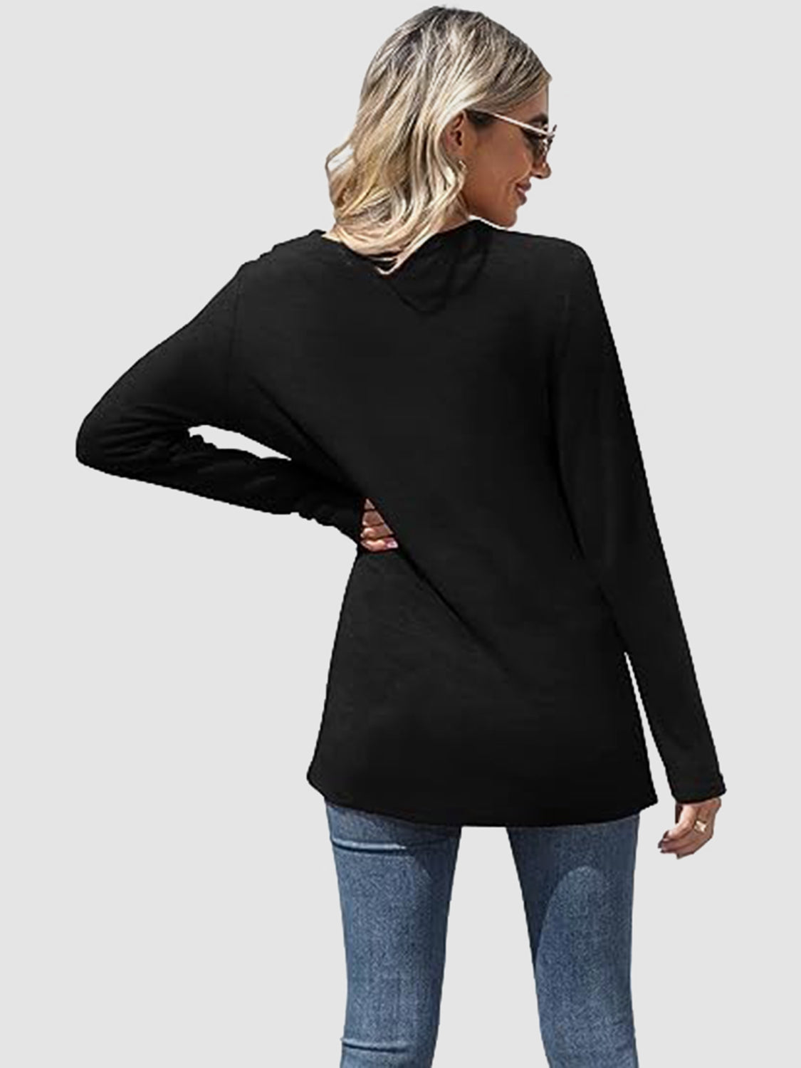 Lace Detail V-Neck Long Sleeve T-Shirt