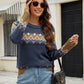 Contrast Round Neck Long Sleeve Sweater