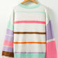 Contrast Striped Round Neck Drop Shoulder Sweater