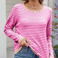 Striped Contrast Round Neck Long Sleeve Sweater