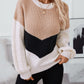 Contrast Round Neck Long Sleeve Sweater