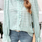 Frill Ruffled Plaid Long Sleeve Shirt