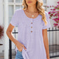 Eyelet Quarter Button Short Sleeve T-Shirt