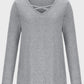 Crisscross V-Neck Long Sleeve T-Shirt