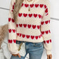 Heart Round Neck Dropped Shoulder Sweater