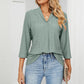 Eyelet Three-Quarter Sleeve Blouse