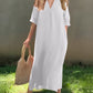 Full Size Notched Half Sleeve Midi Dress