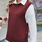 Buttoned Round Neck Sweater Vest