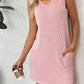 Texture Pocketed V-Neck Tank Dress