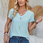 Decorative Button Eyelet V-Neck Short Sleeve T-Shirt